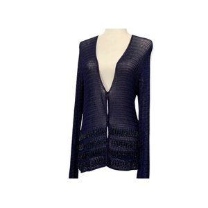 francesca rose Navy Beaded Crochet Jacket